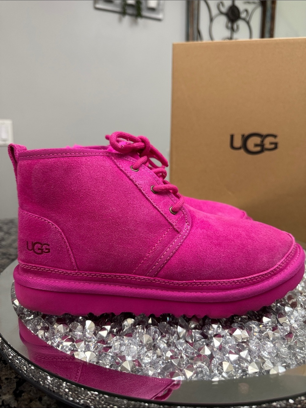 UGG Neumel ll Women's Vibrant Fuchsia Suede Lace-Up Boot ankle boots